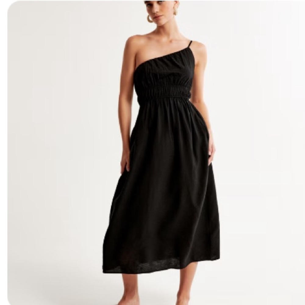 Abercrombie One Shoulder Easy Waist Black Dress